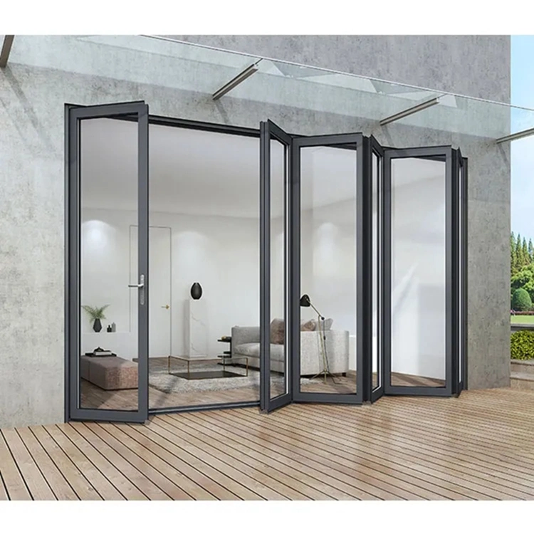 Customized Narrow Frame Exterior Aluminum Glass Bifold Accordion Folding Door