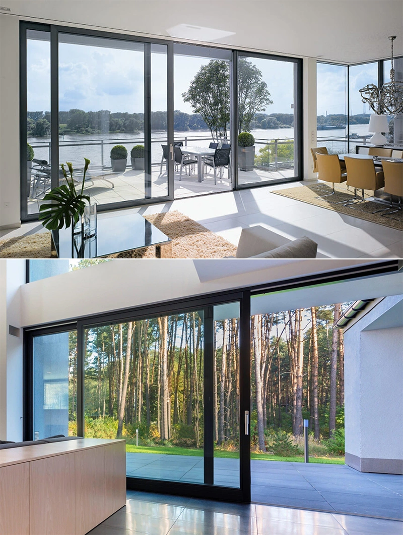 Residential Insulated Thermal Break Exterior Balcony Slim Aluminum Frame Glass Sliding Door