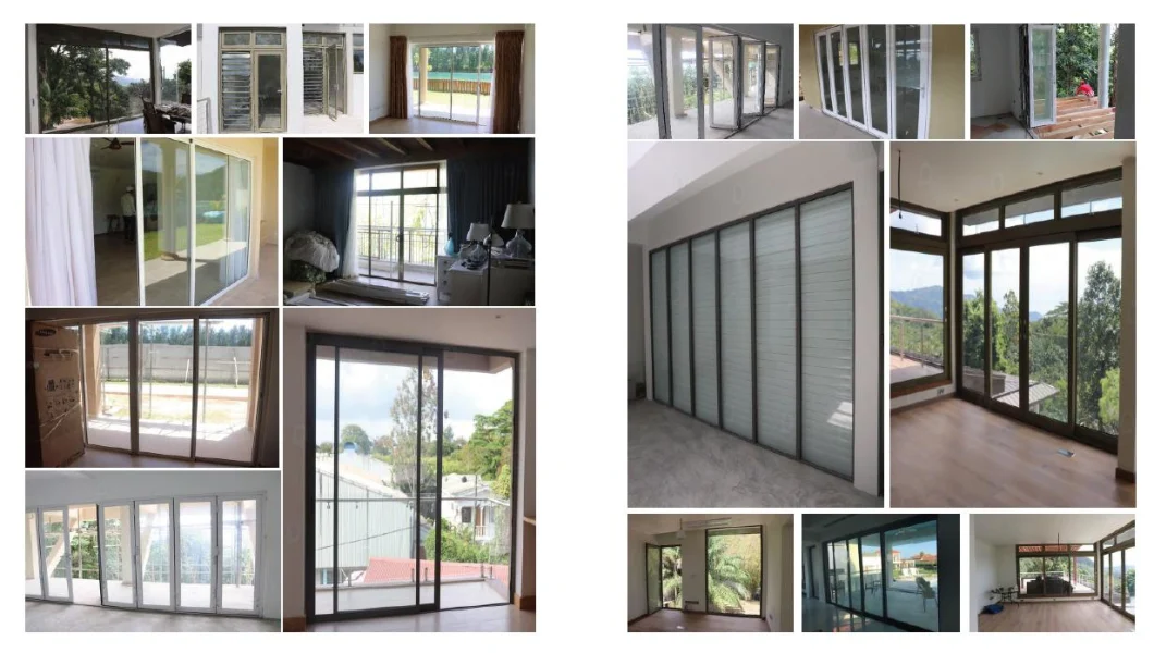 Exterior 4 Panel Double Glazed Aluminum Tempered Glass Sliding Doors for Balcony Patio Doors