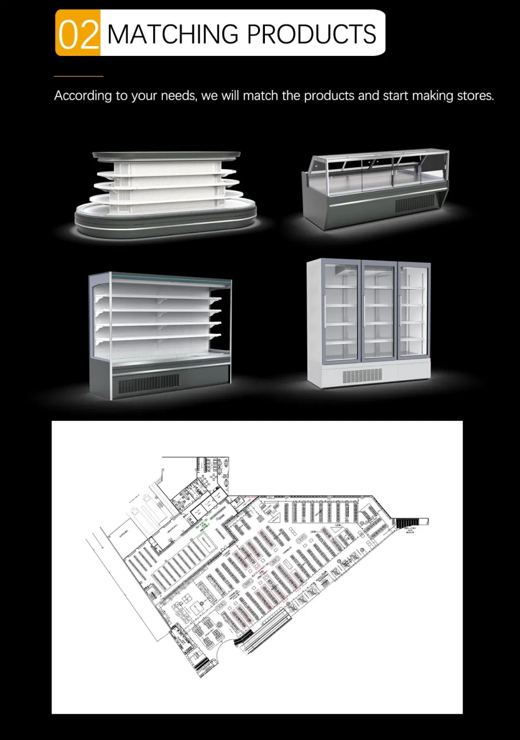 Classic Supermarket Layout Design Service 3D Rendering Shop Design Refrigerator and Shelf