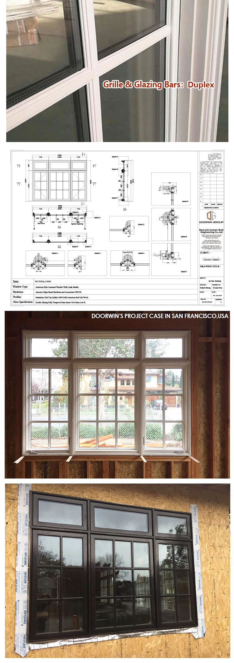 Atlanta Swing White Window with Foldable Crank Handle with Flange