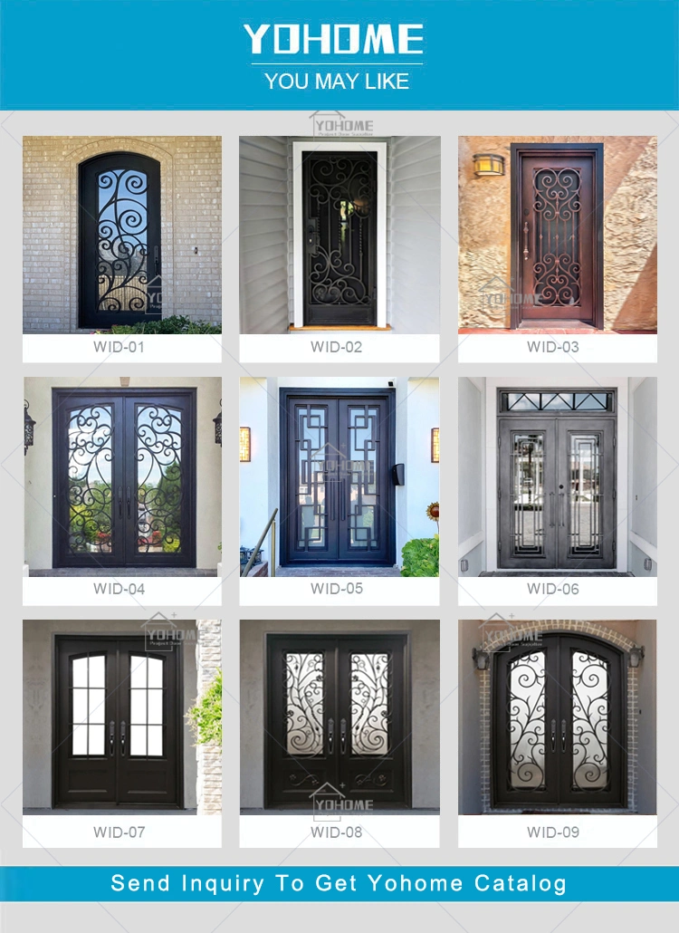 China Top Manufacturer Custom American Modern Wrought Iron Front Door Wrought Iron Doors Double Wrought Iron Entrance Doors Exterior Iron Front Entry Doors