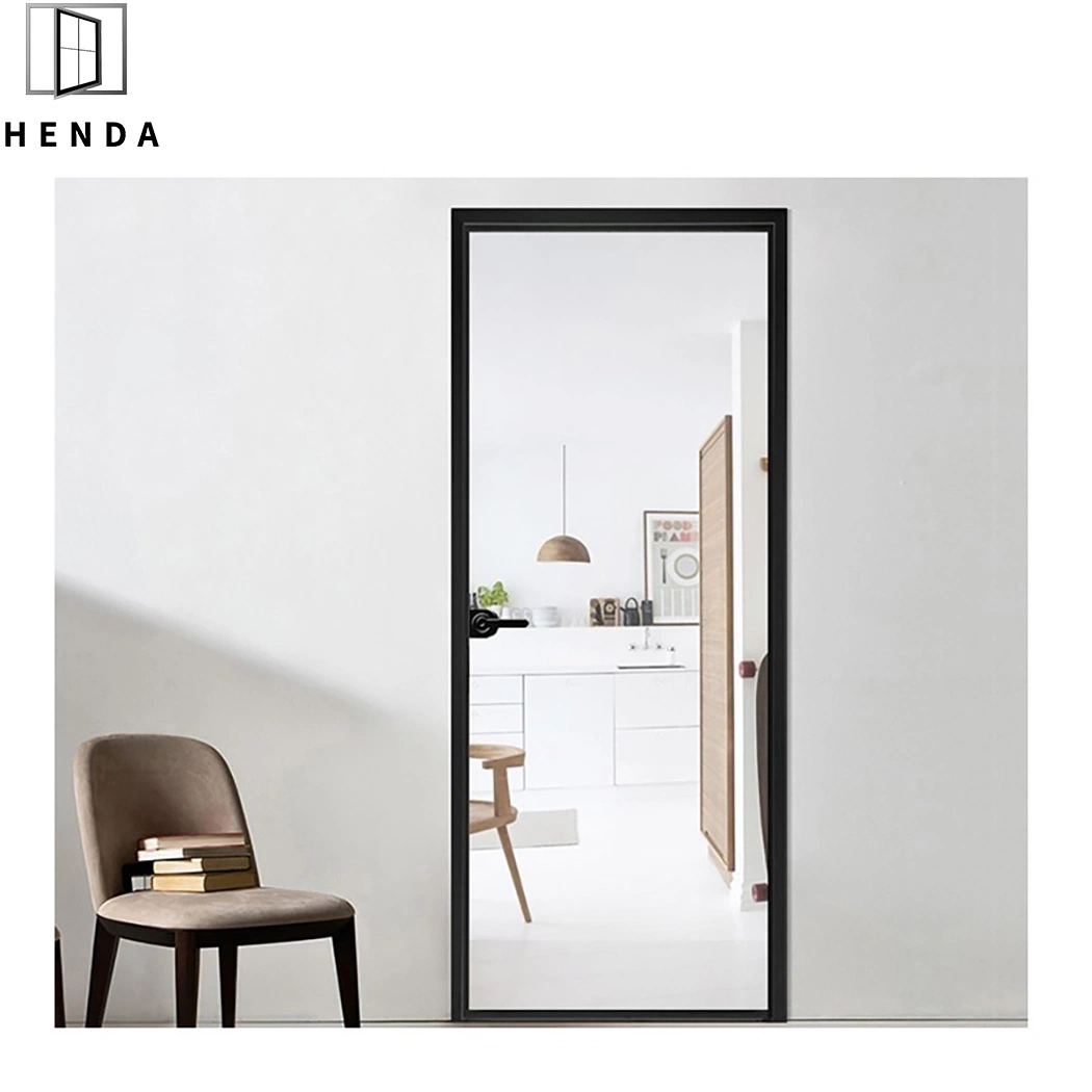 New Design Aluminum Alloy Narrow Frame Casement Tempered Glass Double Entrance Front Swing Door