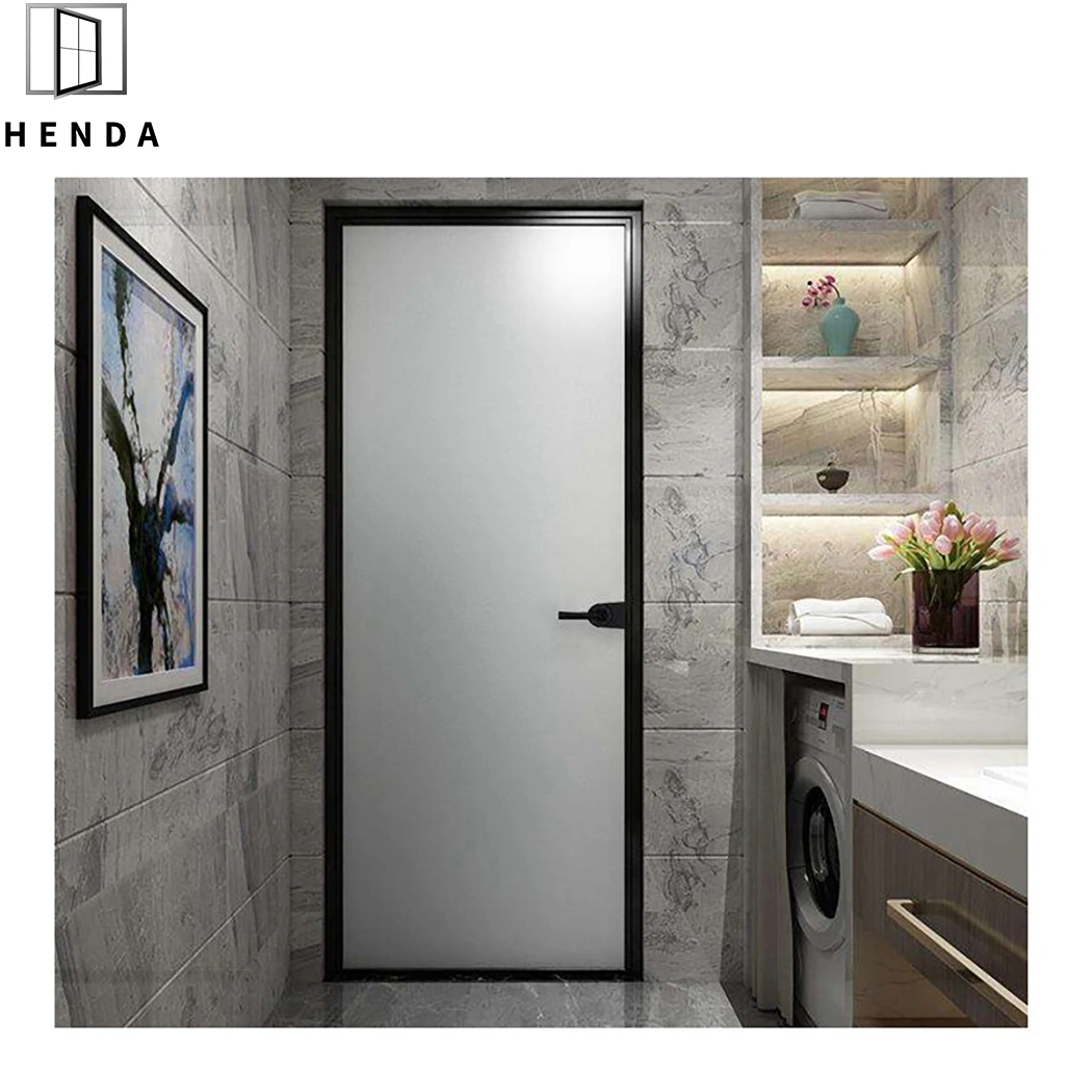 New Design Aluminum Alloy Narrow Frame Casement Tempered Glass Double Entrance Front Swing Door