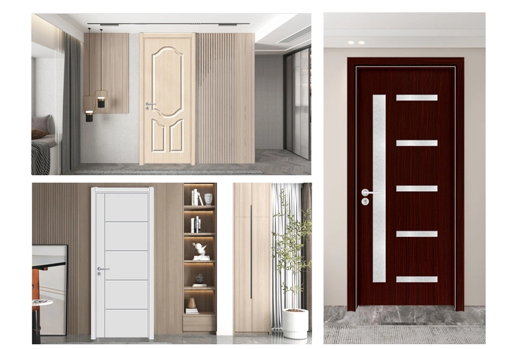 Interior Glass Wood Door Romania Designs Toilet PVC Entry Doors Composite Frame Swing PVC Finished Wooden