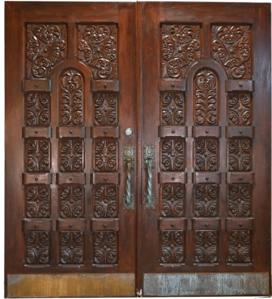Prima Solid Wood Glass Panel Exterior Entrance Double Door