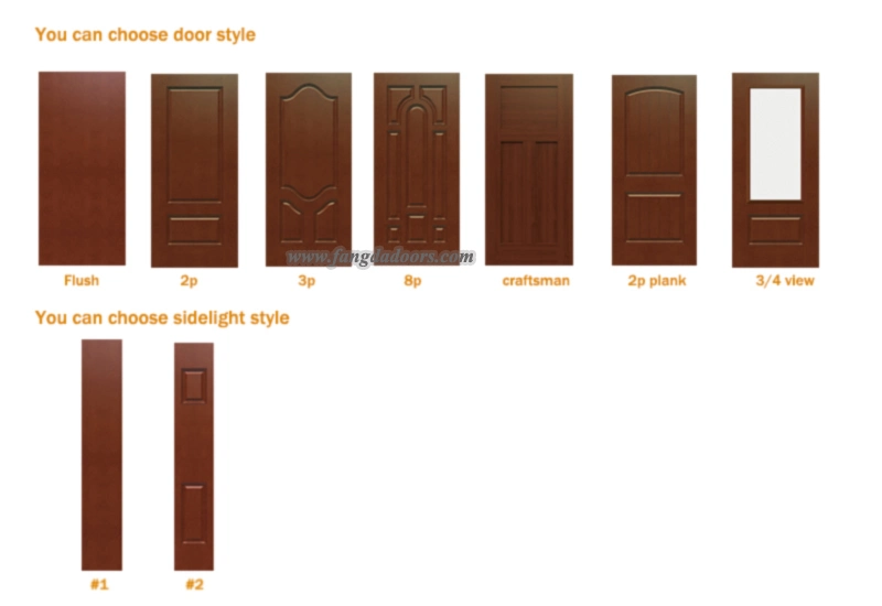 Fangda Craftsman Style Fiberglass Exterior Entry Doors with Privacy Glass