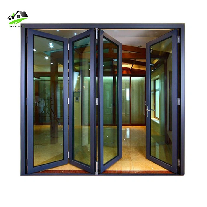 Modern Veranda Large Bi Folding Patio Burglar Proof Double Glass Accordion Design Partition Aluminium Folding Door Residential