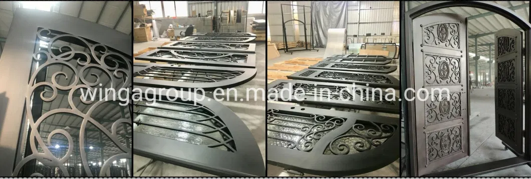 Front Main Entry Steel Security Exterior Metal Iron Front Doors Entrance Wrought Iron Double Entry Doors for Houses