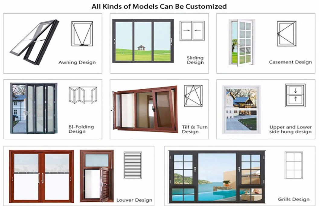 Exterior French Aluminium Glass Patio Sliding Windows and Doors Guangzhou