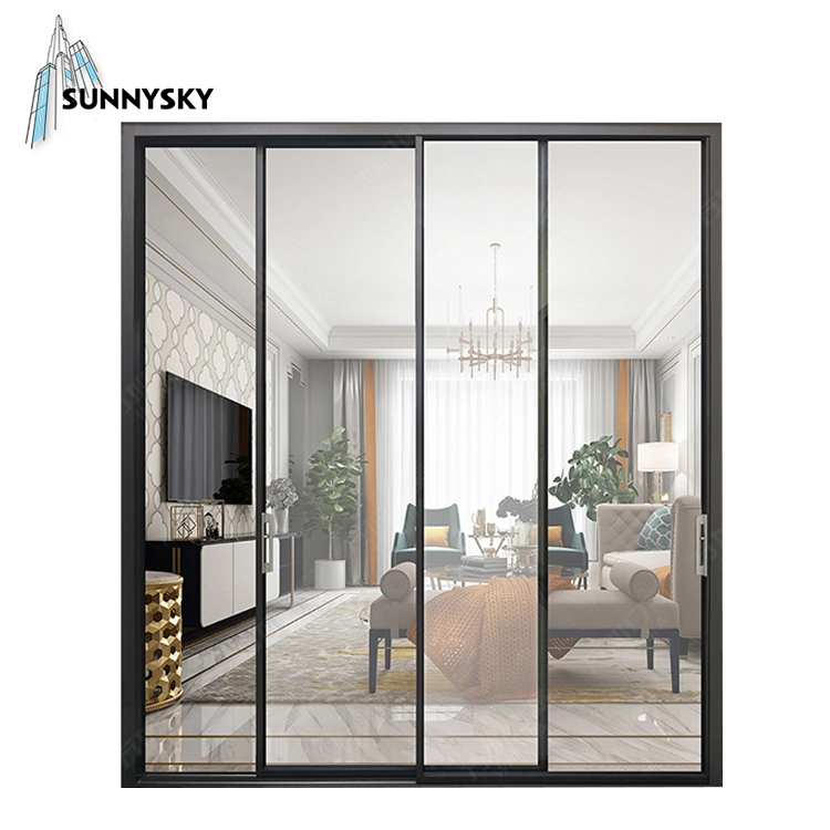 2021 Hot Sale America Stadard Tempered Frameless Aluminum Operation Double Glass Balcony Kitchen Sliding Doors Windows for Building Entrance