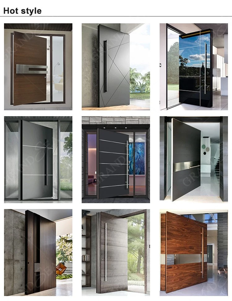 Wholesale Price Exterior Main Entrance Security Stainless Steel Front Tempered Glass Modern Pivot Doors