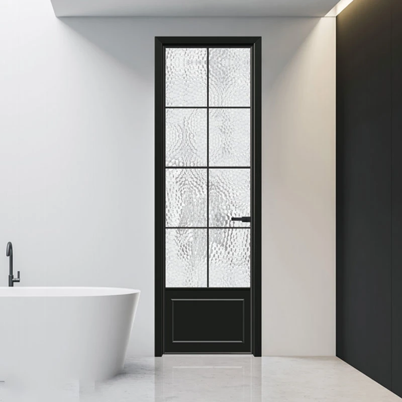 High Quality French Thermal Insulation Doors Scrub Glass Single Door Interior Glass Door