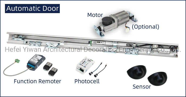 Custom Sound Proof Aluminium Tempered Glass Entry Sensor Detector Automatic Sliding Door