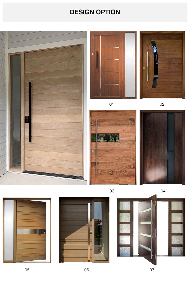 Exterior Red Oak Solid Wood Swing Entry Door Hot Selling Designs with Stained Grade Surface for High-End Residential Project Builder