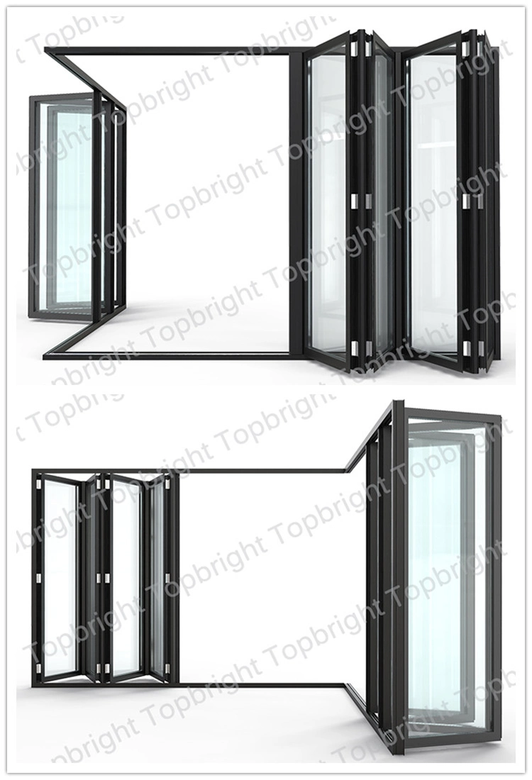 Modern Veranda Large Bi Folding Patio Burglar Proof Double Glass Accordion Design Partition Aluminium Folding Door Residential