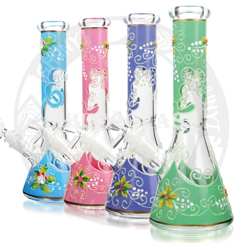 Nice Chinese Pink Classic Glass Beaker with Downsteam on Hot Sale Wholesale Tobacco Smoking Glass Pipes