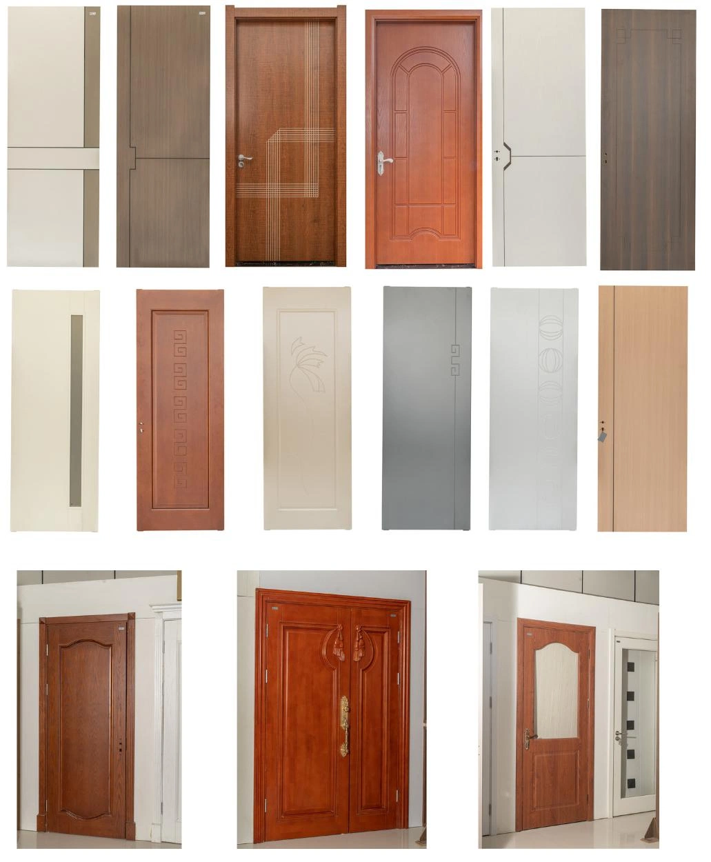Modern Prehung Panels Interior White Wooden Hollow Core HDF Moulded Door for House