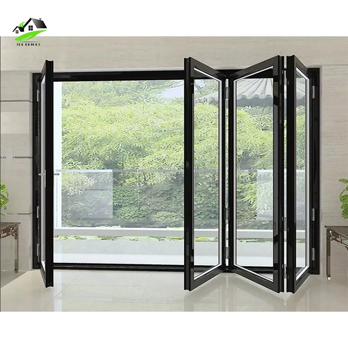 European Style Soundproof Thermal Break Aluminium Bi Fold Door Hurricane Resistant Tempered Low-E Glass Folding Patio Doors Exterior House Door
