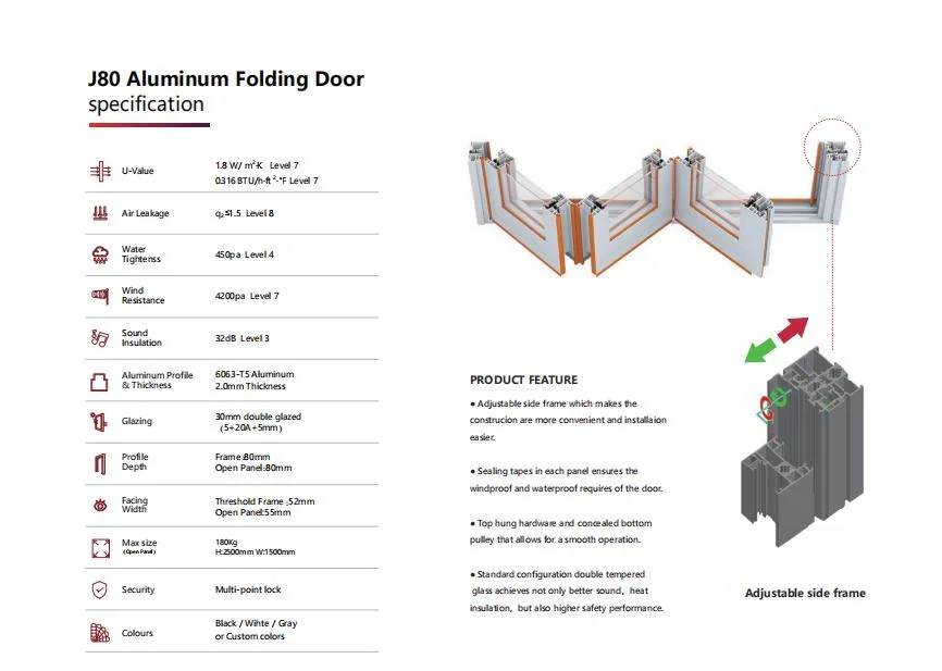 Sixinalu Aluminum Alloy Building Material Custom Exterior Door Hinge Opening Folding Door