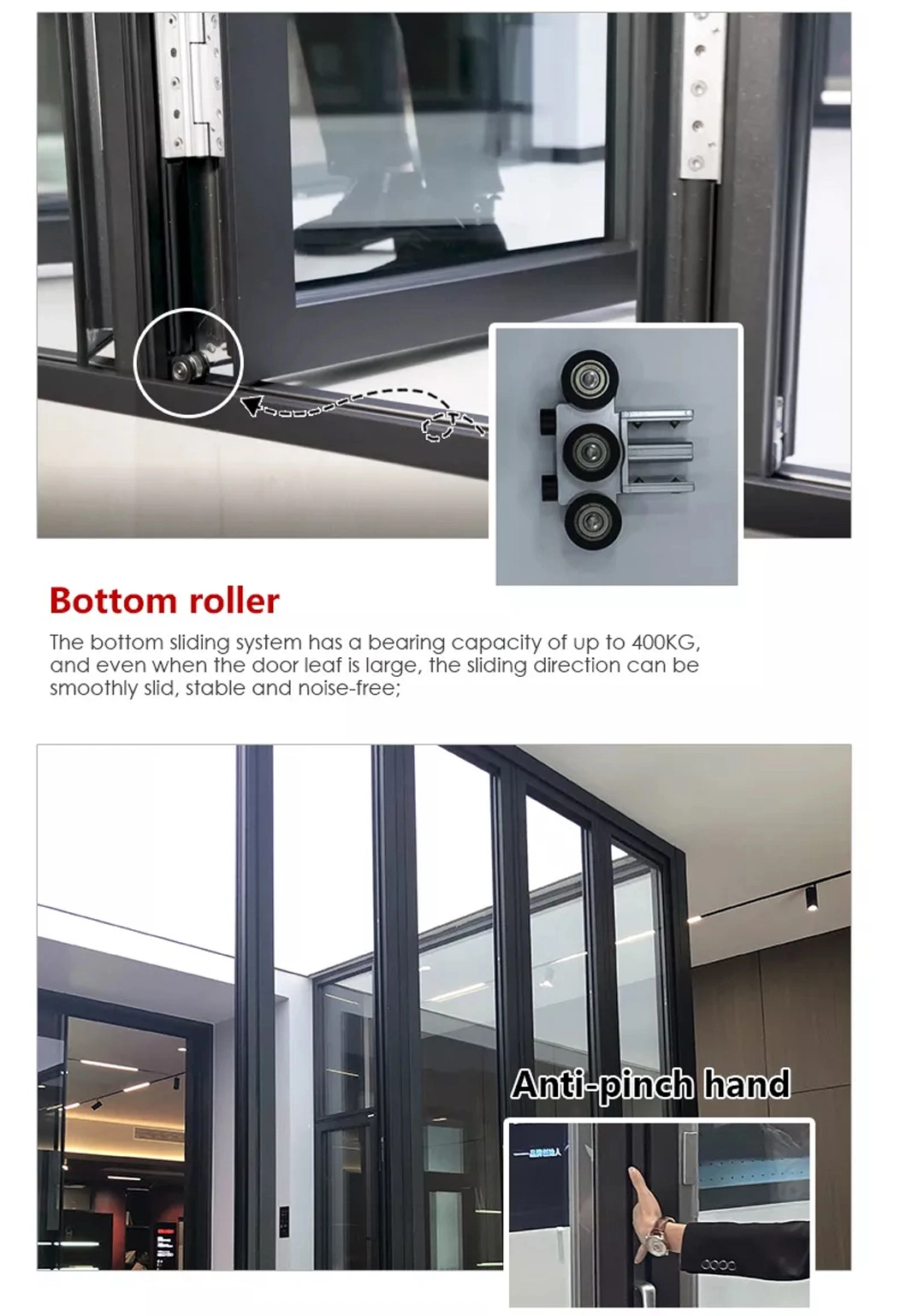 North American Canada Aluminum Frame Four Panels Exterior Folding Sliding Doors Stacking Glass Walls Aluminum Folding Door