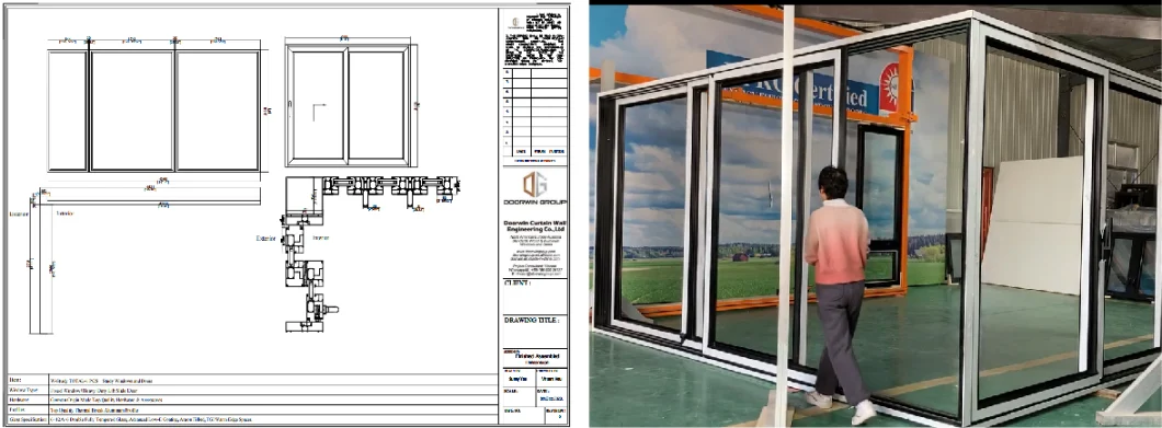 Doorwin Factory Supply Windproof Waterproof Aluminium Double Glass Door Exterior Custom Entry Commercial Sliding Patio Doors for Sale