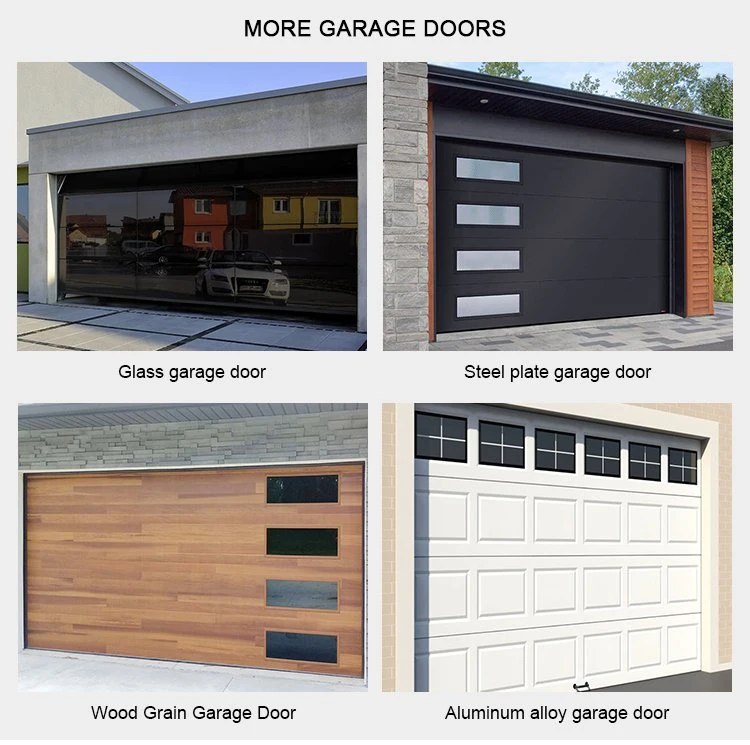Wood Grain Residential Modern Automatic Intelligent Panel Sectional Garage Doors for Homes
