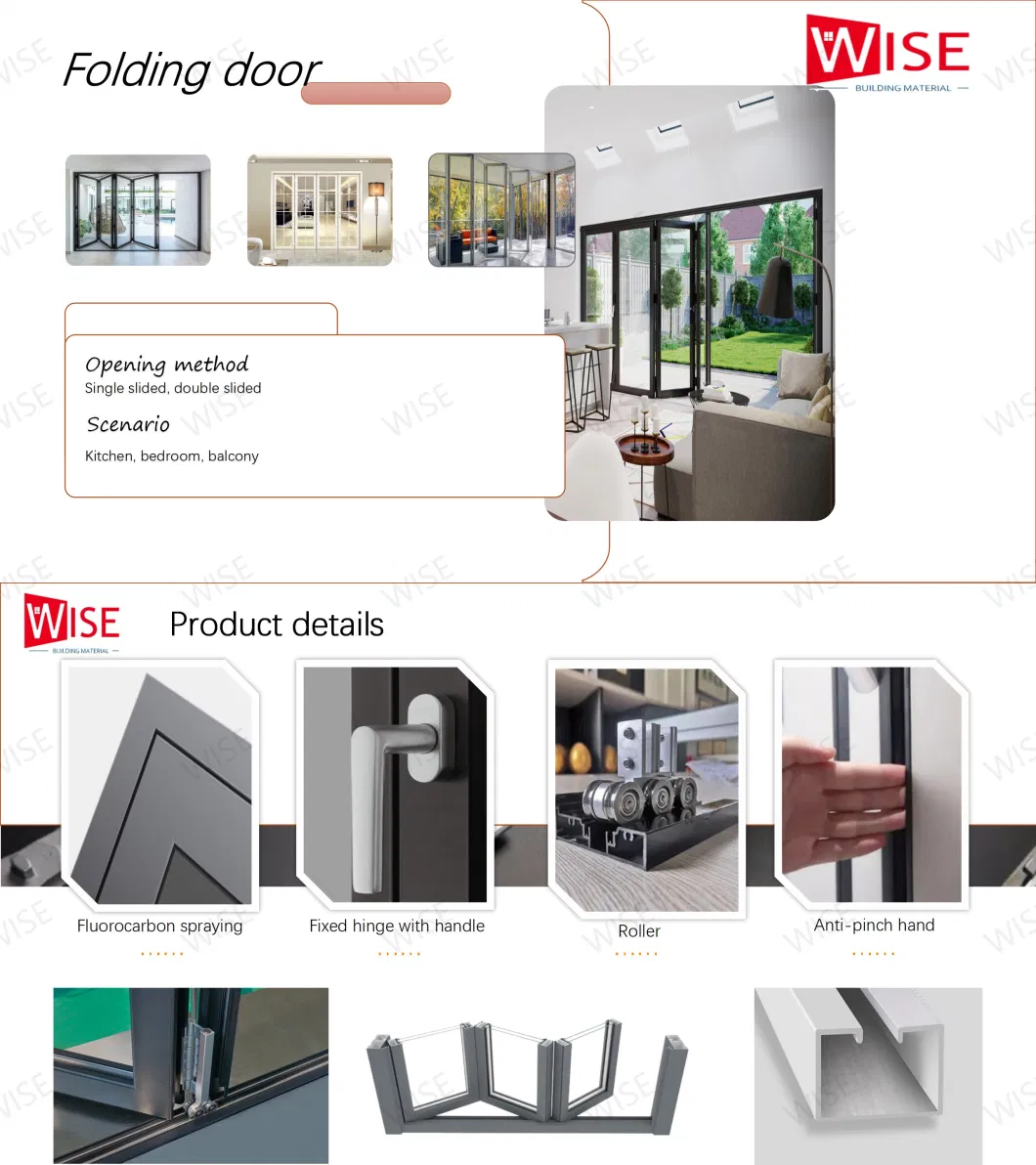 Model Window Panel Bifold Doors Aluminium Bifold Door in Foshan Aluminum Glass Patio Exterior Bifold Door Double