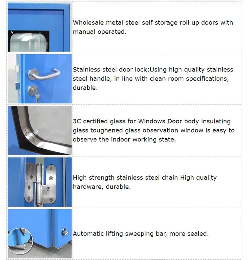 Clean Room and Hospital Industrial Manual Swing Colorful Steel Cleanroom Door