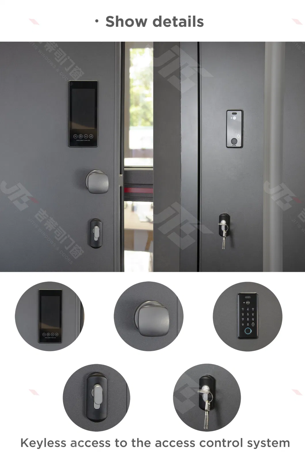 Modern Design Villa Residence Single Front Door and Inset Glass Entrance Door