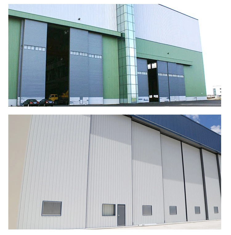 Glass or PU Panel Automatic Folding Sliding Aircraft Hangar Door for Airport