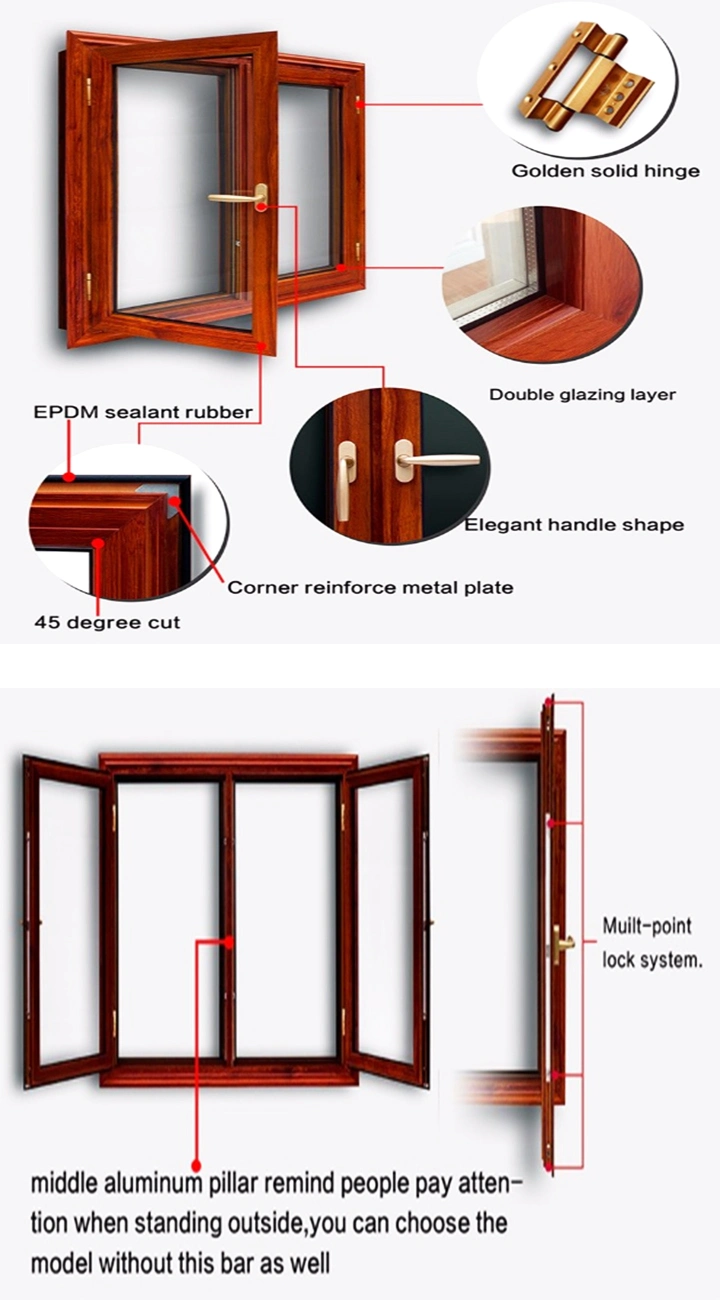 Exterior Aluminum Clad Wooden Thermal Break Accordion Folding Glass Door