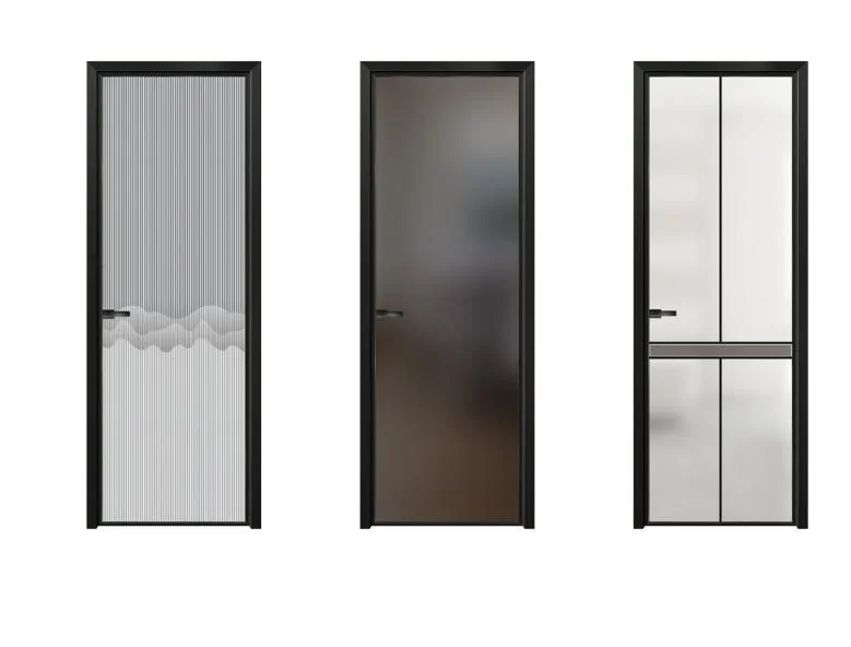 High Quality French Thermal Insulation Doors Scrub Glass Single Door Interior Glass Door