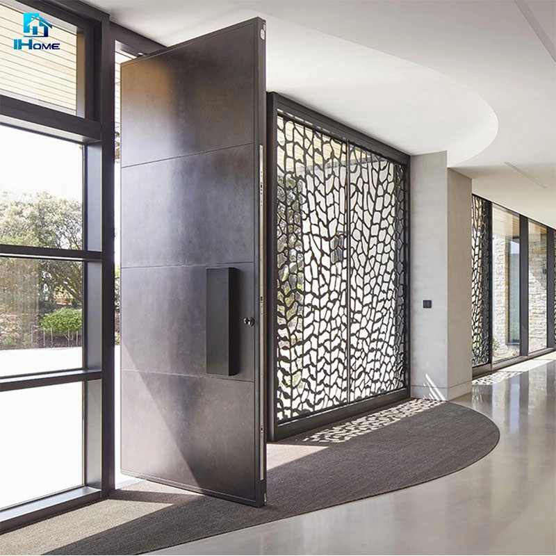 Main Entrance Air Tight Triple Glazed 2100 by 1500 Grand Front Entry Stainless Steel Aluminum Pivot Door Modern