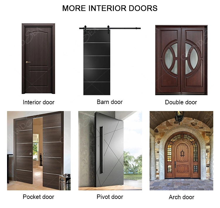 American Style Solid Wooden Door Teak Wood Door Black Entry Wood Door with Glass Side Light Design