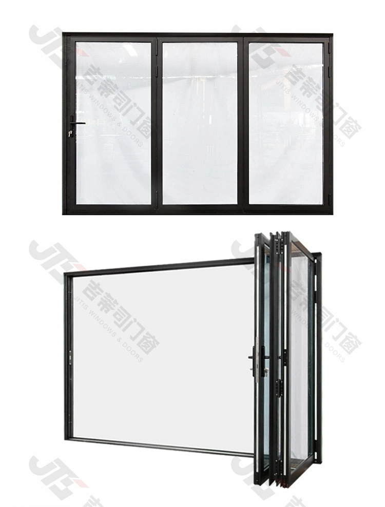 External Hurricane Impact Folding Glass Door Double Glazed Entrance Aluminum Bifold Door