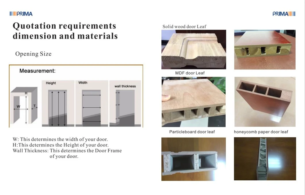 Prima Single Design House Wood Interior Room Panel Door Price for Home