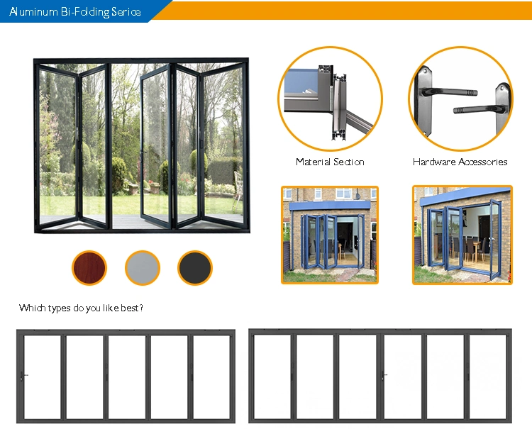 Outdoor Waterproof Aluminium Folding Doors, Foldable Tempered Glass Door Price, Aluminium Bifold Door