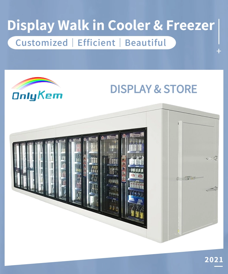 Supermarket&Convenient Shop Walk in Cooler and Cold Room with Glass Door and Racks