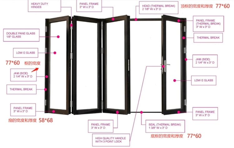 Entrance Front Alloy Sliding Aluminium Doors Black Modern Aluminum Folding Door Tempered Glass Aluminium Bifold Doors for Home