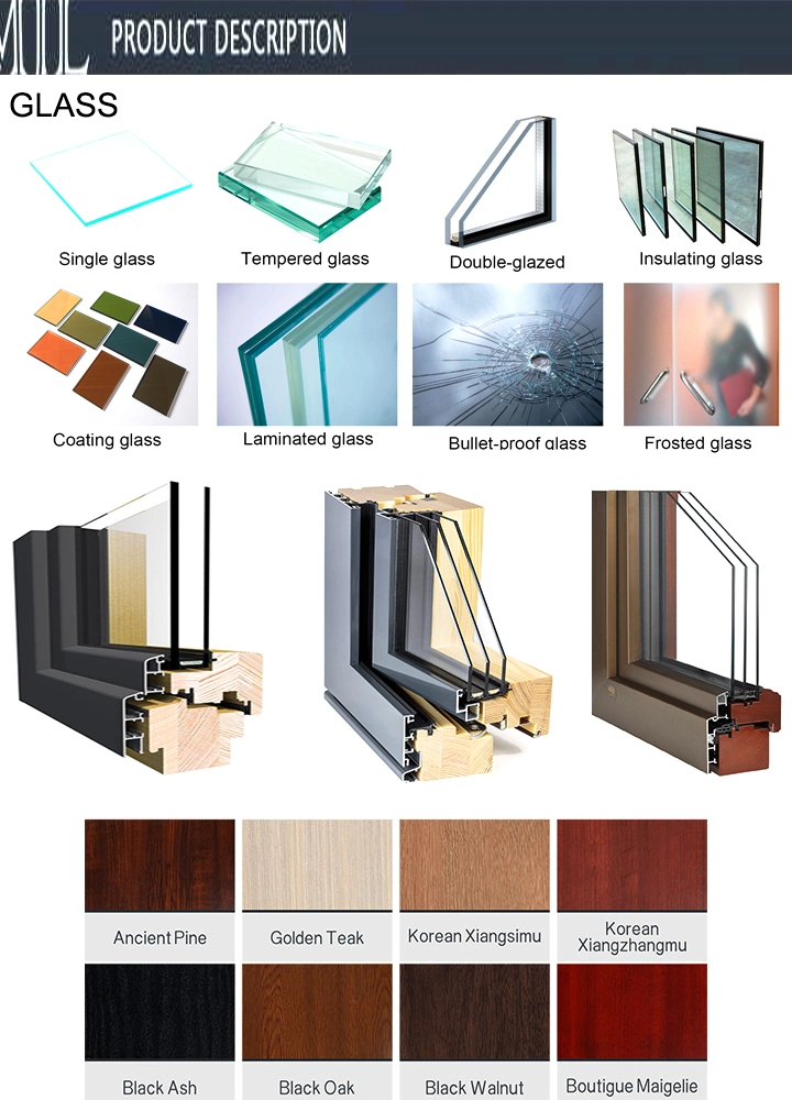 Exterior Aluminum Clad Wooden Thermal Break Accordion Folding Glass Door