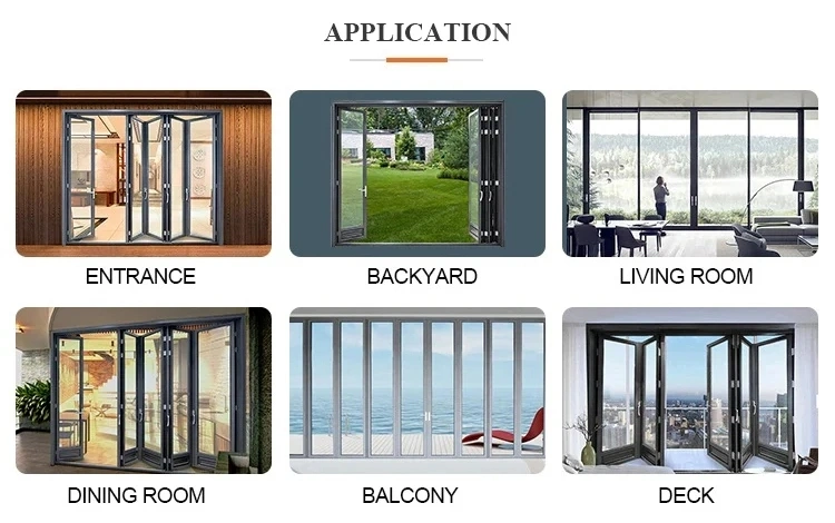 Entrance Front Alloy Sliding Aluminium Doors Black Modern Aluminum Folding Door Tempered Glass Aluminium Bifold Doors for Home