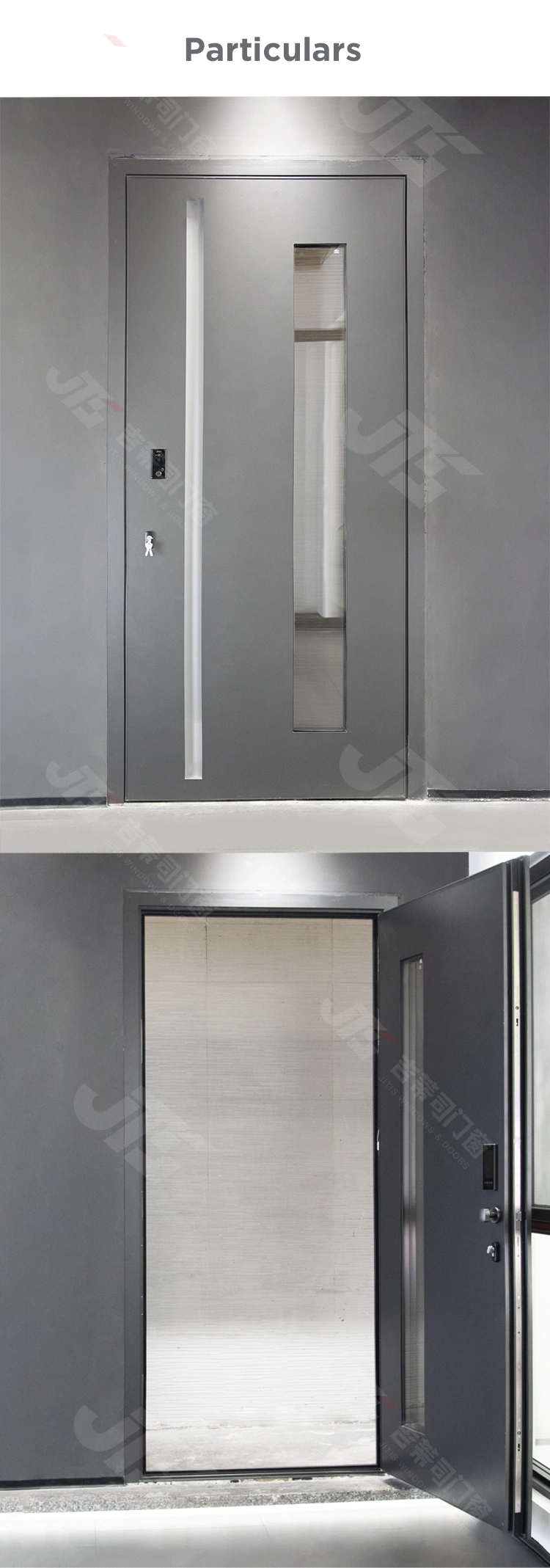 Modern Design Villa Residence Single Front Door and Inset Glass Entrance Door