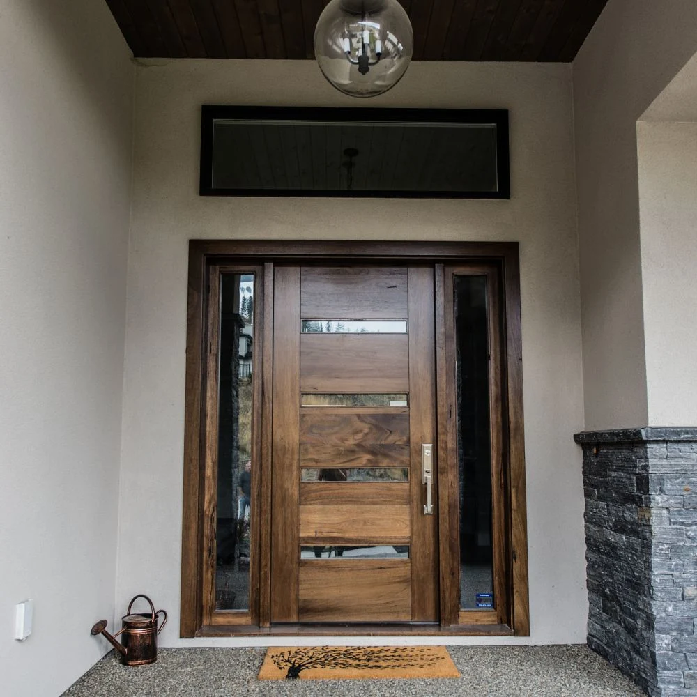 Latest Design Main Entrance Exterior Double Wooden Front Entry Wood Doors with Glass