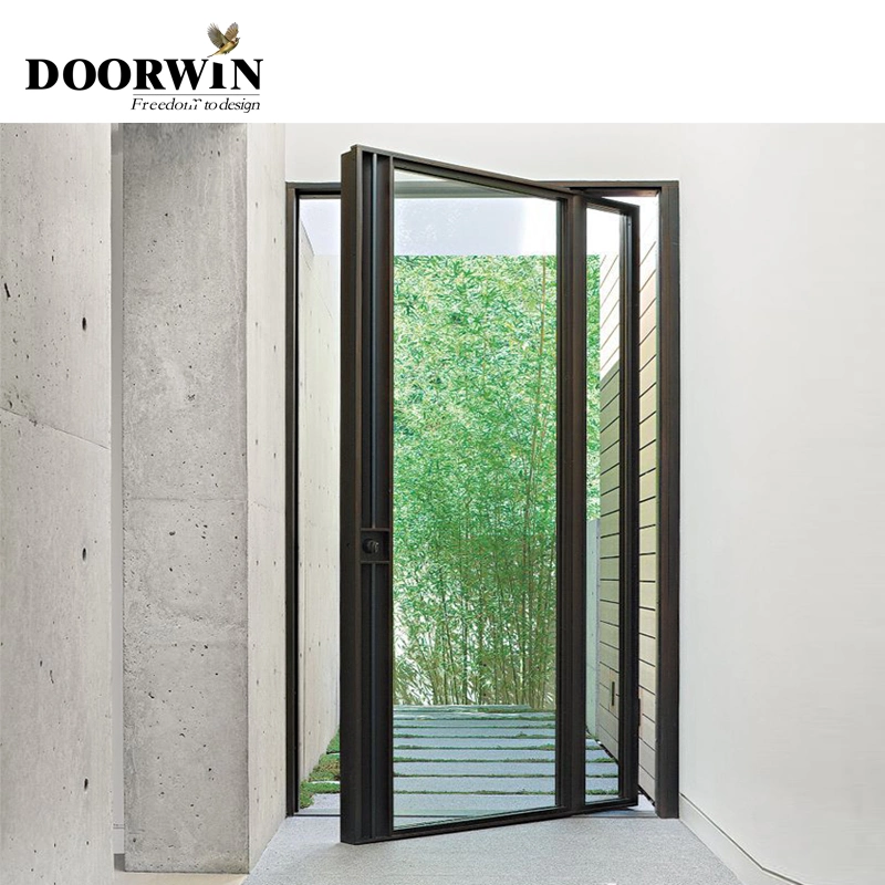 Doorwin Modern Custom Entry Wood Storm Commercial Exterior Wooden &amp; Timber Optional Insect Screen Front Residential Entry Doors Entrance Front Pivot Door