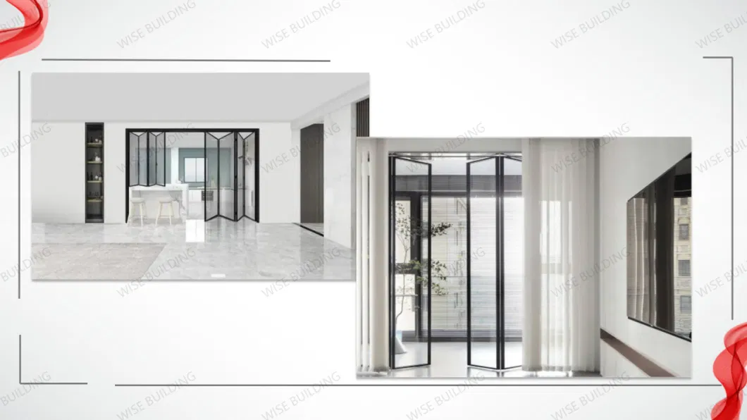 New Designs Soundproof Double Tempered Glazed Aluminum Outdoor Exterior Bifold Doors