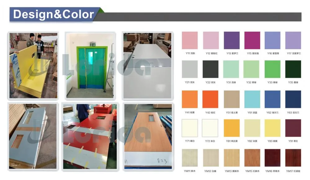 Custom Ral Color School Hospital Wooden Entry Room Doors with Vision Panel