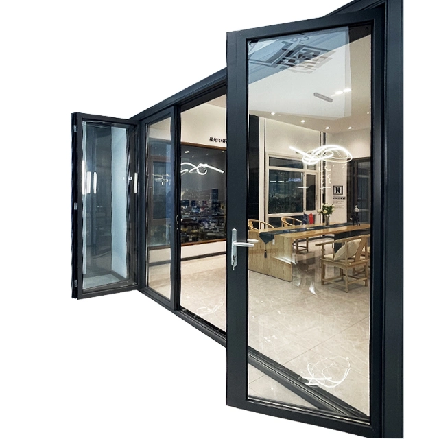 New Building Material Exterior Patio Balcony PVC Metal Timber Profile Automatic French Interior Tempered Glass Aluminium Sliding Door