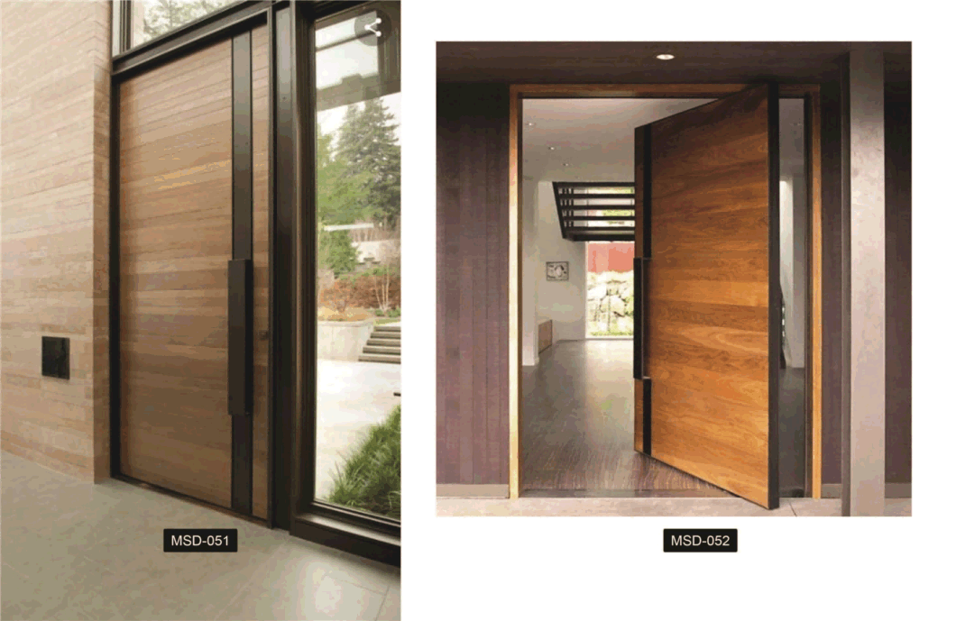 Cbmmart Modern Large Front Door Main Entrance Pivot Door Interior Low-E Glass Single Exterior Entry Aluminum Wooden Front Doors
