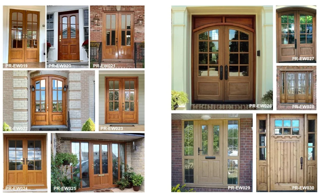 Wholesale Tempered Glass Inserts Solid Double Wood Doors Exterior